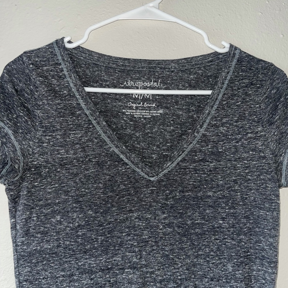 Dark grey, light V neck